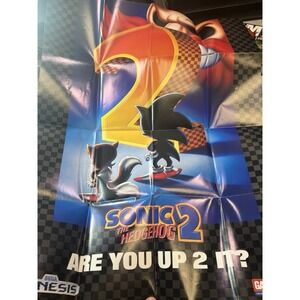 1992 Sega Genesis Sonic 2 Double-Sided Fold-Out Game Insert Poster
